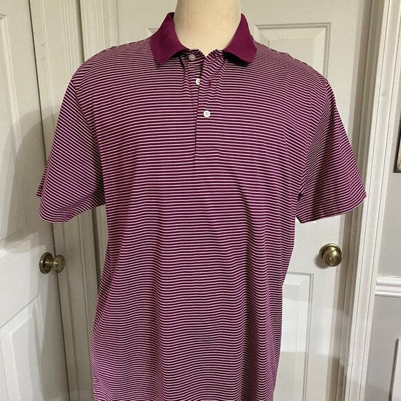 XXL Daniel Cremieux Mens Maroon Pinstriped Polo Shirt - Picture 1 of 5